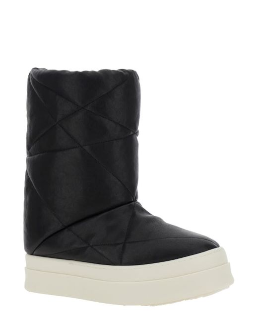 Rick Owens Black Down Filled And Quilted Ankle Boots for men