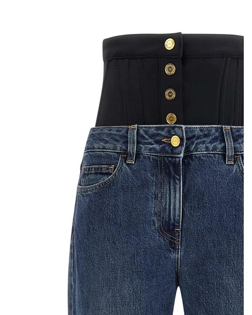 Elisabetta Franchi Blue Bustier Insert Jeans