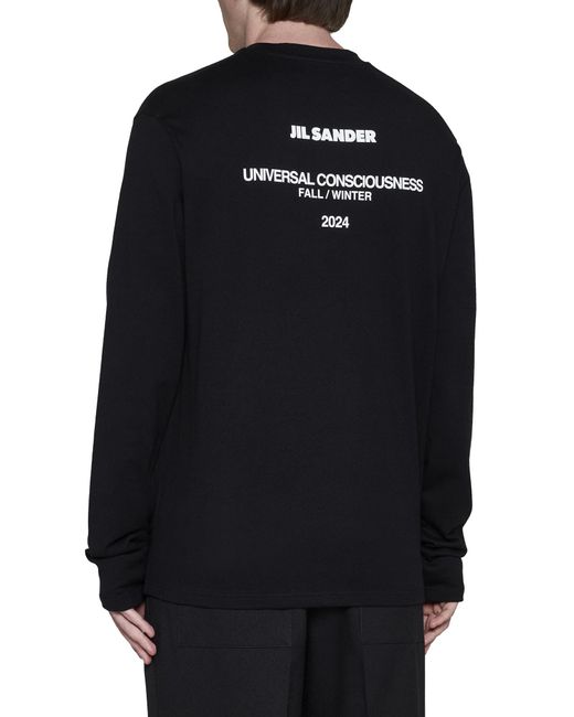 Jil Sander Black Cotton Long-sleeved T-shirt for men