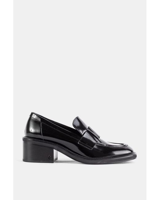 Jimmy Choo Black Tylor 60 Spazzolato Leather Block Heel Loafer Pumps