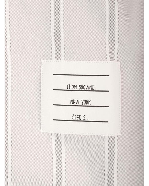 Thom Browne White Oxford Striped Shirt for men
