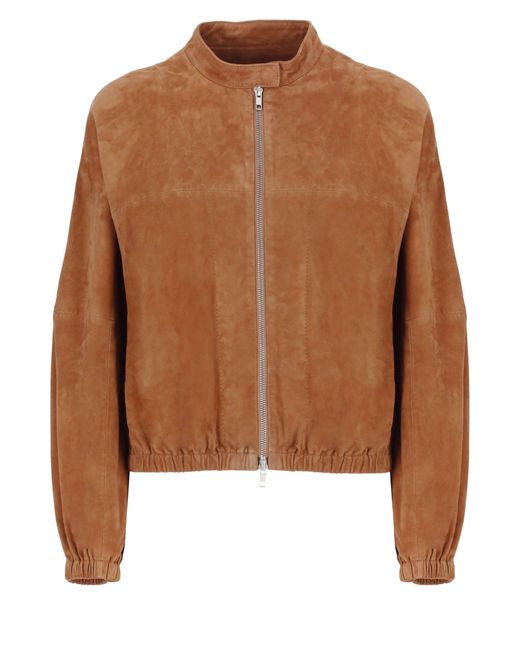 Bully Brown Suede Leather Bomber Jacket