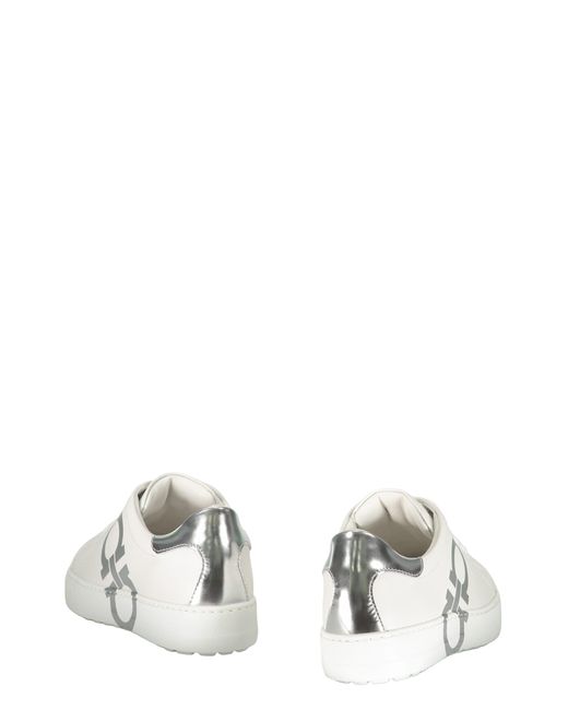 Ferragamo White Leather Low-Top Sneakers