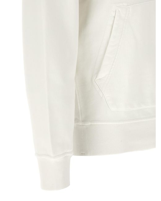 Stone Island White Logo Badge Hoodie for men