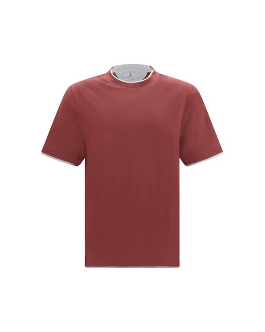 Brunello Cucinelli Red Cotton T-Shirt T-Shirts for men
