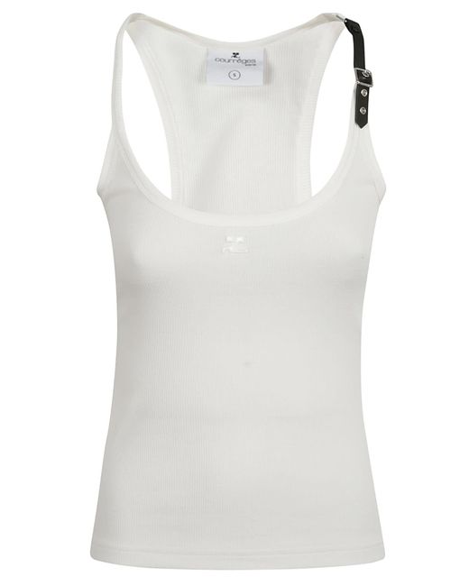 Courreges White Holistic Buckle 90S Rib Tank Top
