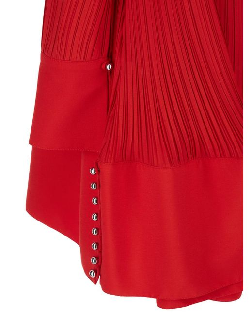 Lanvin Red Short Dress With Pleated Effect