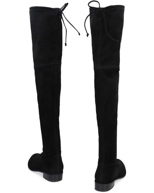 Stuart Weitzman Black Over The Knee Stretch Suede Boots