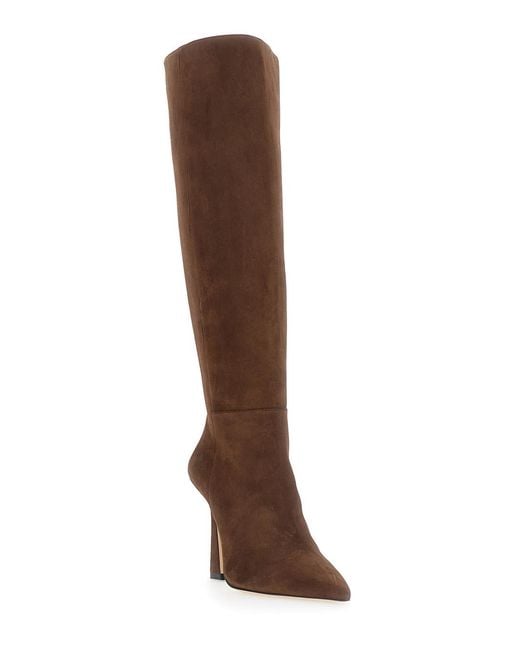 Stuart Weitzman Brown Boots Vinnie Zip 100 Leather