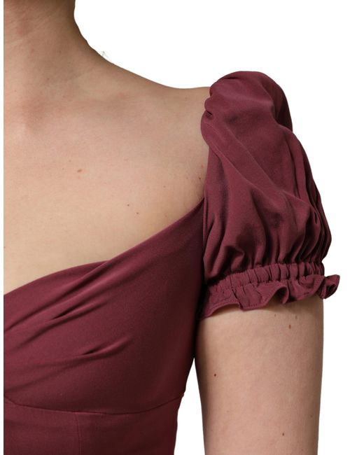 Dolce & Gabbana Red Silk Sweetheart Sheath Midi Dress