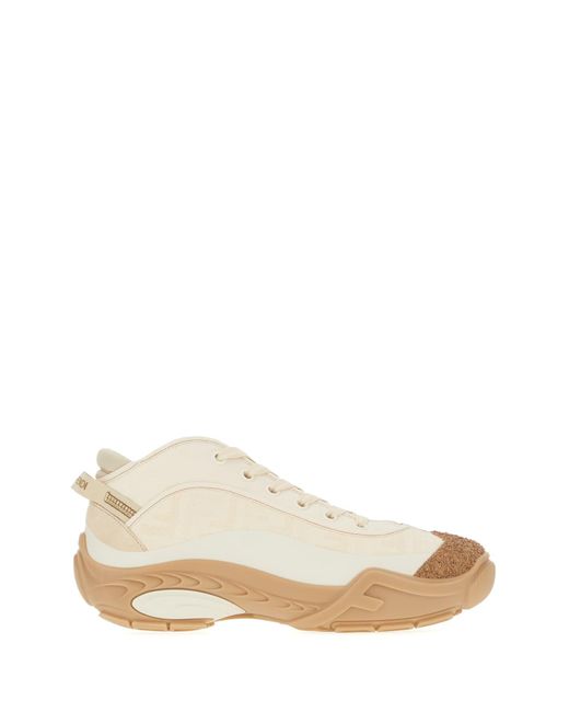 Fendi White Sand Canvas Lab Sneakers for men