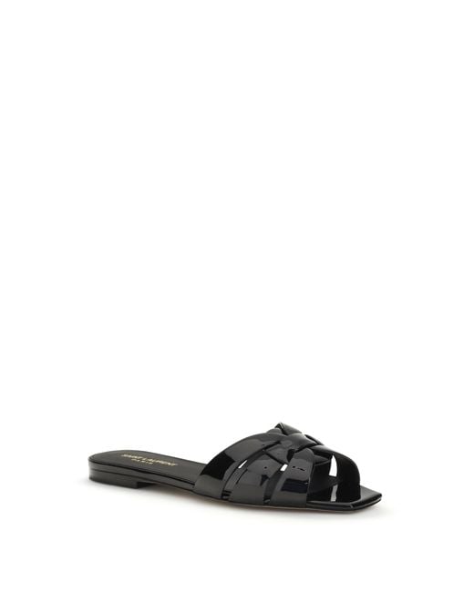Saint Laurent White Tribute Patent Leather Sandals