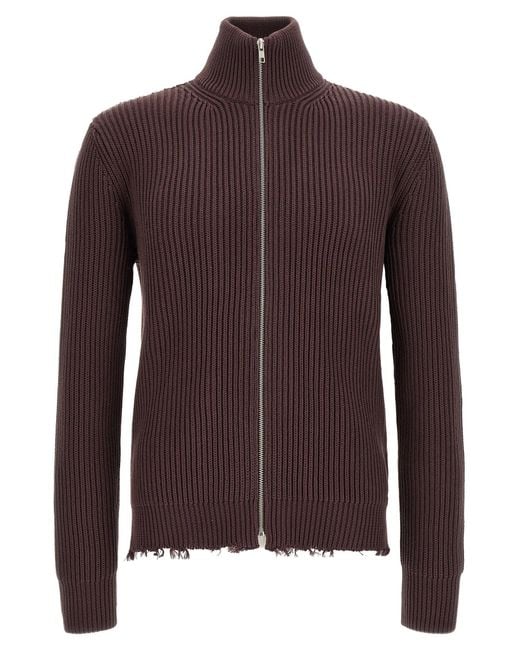 MM6 by Maison Margiela Brown Ribbed Cotton Turtleneck Sweater for men