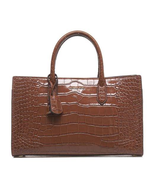 Michael Kors Brown Scarlett Medium Embossed Satchel Bag