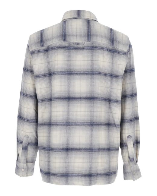 Won Hundred Gray Shirt With Classic Collar And All-Over Check Motif for men