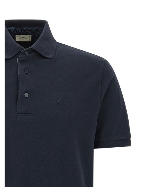 Etro Blue 'pegaso' Polo Shirt for men