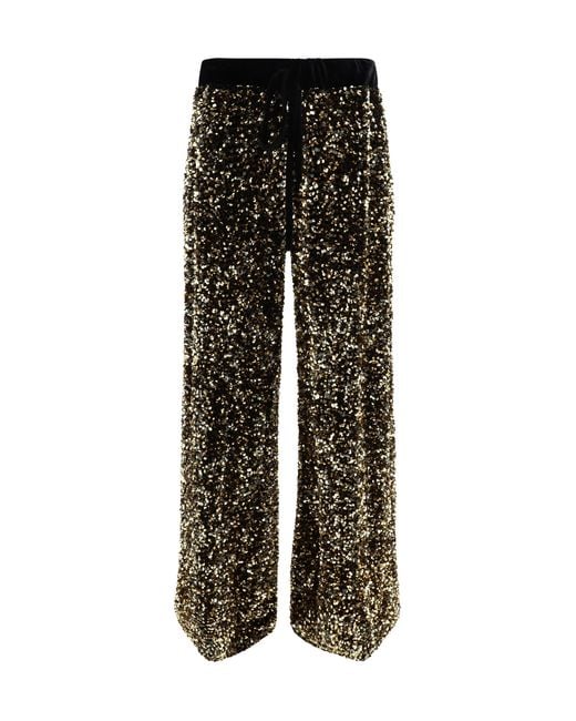 Ella Black Velvet Pants With Sequins Polyamide