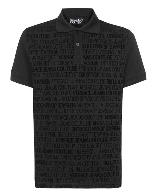 Versace Jeans Couture Black Short Sleeve Cotton Polo Shirt for men