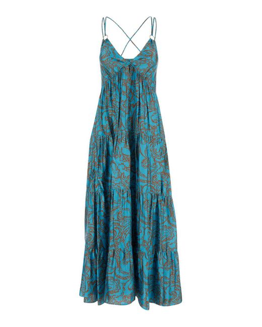 Liu Jo Blue Light V-Neck Long Dress