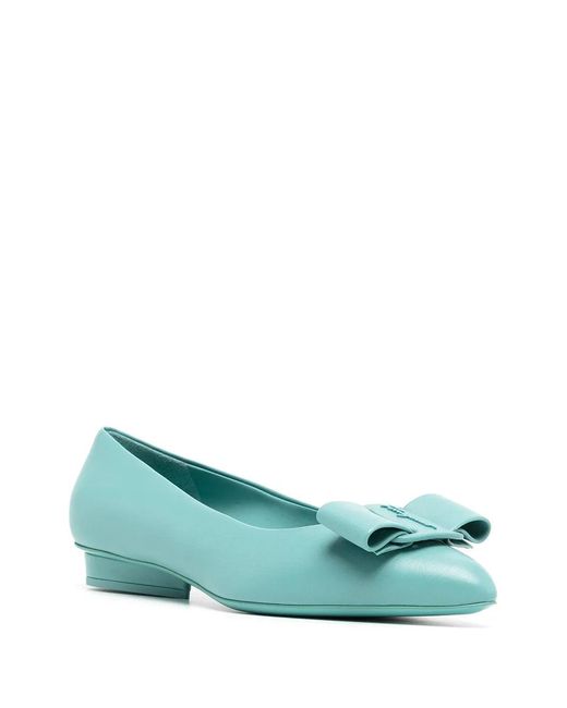 Ferragamo Green Viva Ballerina Shoes