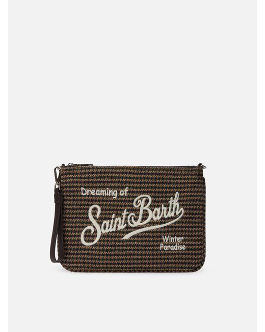 Mc2 Saint Barth Black Parisienne Wool Crossbody Bag Houndstooth Blend Pochette