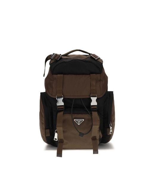 Prada Black Brown Recycled Polyamide Backpack for men