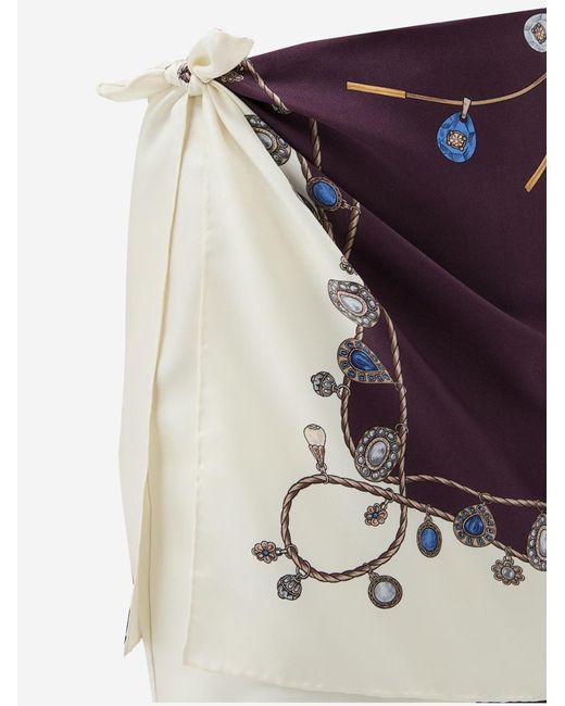 Versace Purple Skirt Printed Silk Twill