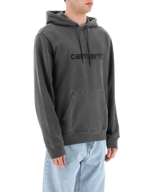 Carhartt Gray Hoodie With Logo Embroidery for men
