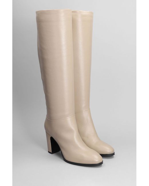 Julie Dee High Heels Boots In Beige Leather in White Lyst