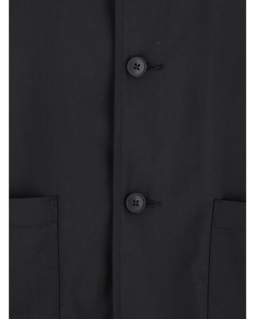 Low Brand Black Jacket With Classic Collar And Patch Pockets On The Front for men