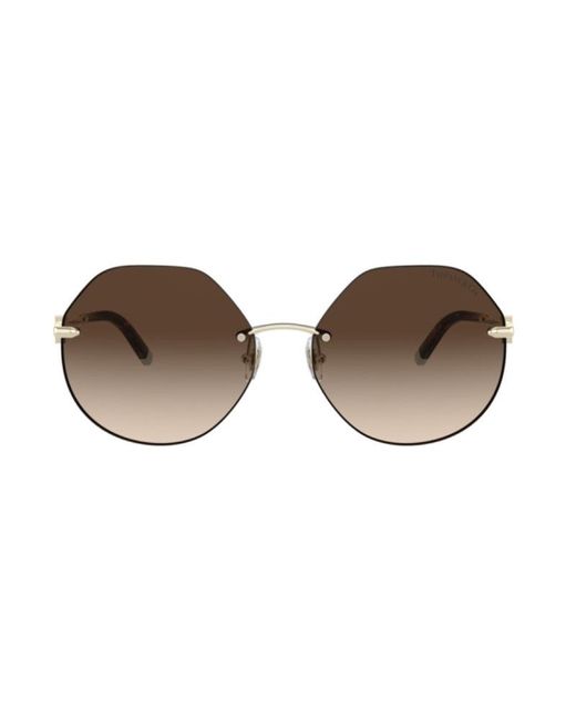 Tiffany & Co Brown Sunglasses Round Rimless, Pale Frame And Gradient Lens Tf307760213B