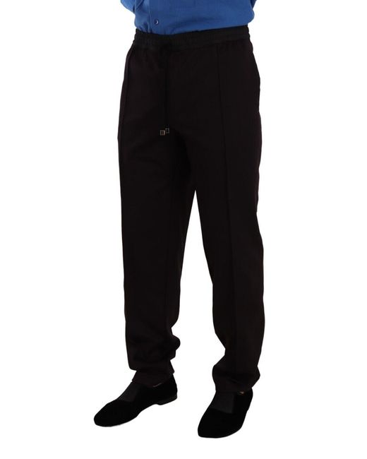 Dolce & Gabbana Black Bordeaux Cotton Skinny Trouser Pants for men