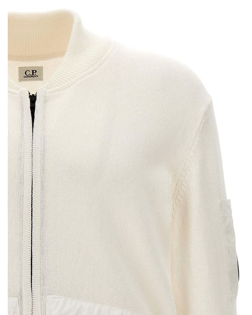 C P Company White 'Mixed' Cardigan for men