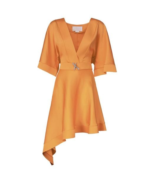 Genny Orange Dress With Asymmetrical Skirt