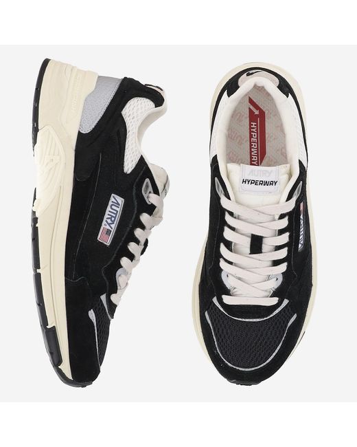 Autry Black Sneakers Hyperway Leather Trainers for men