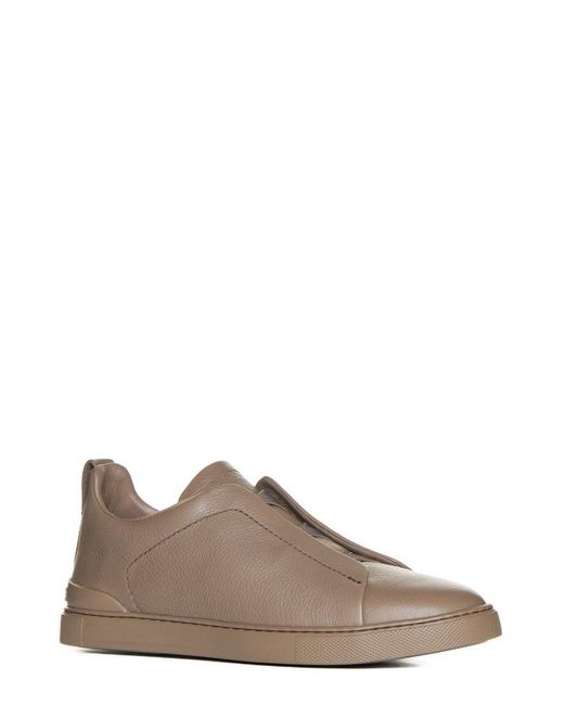 Zegna Brown Triple Stitchtm Trainers for men