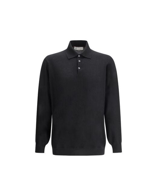 Brunello Cucinelli Black Polo Shirt for men