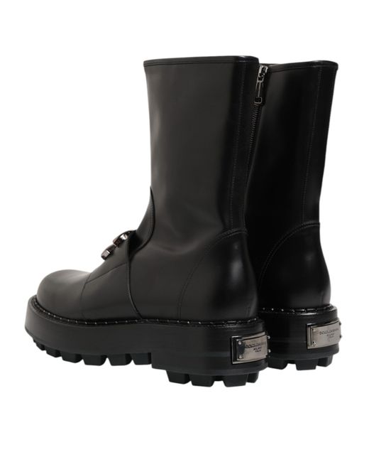 Dolce & Gabbana Black Mv7938 Leather Ankle Boots for men