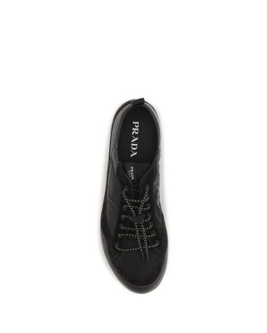 Prada Black Sneakers, Leather And Fabric Upper: Recycled Polyamide Trainers for men