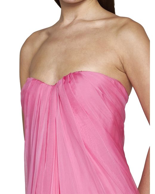 Alexander McQueen Pink Silk Bustier Long Dress