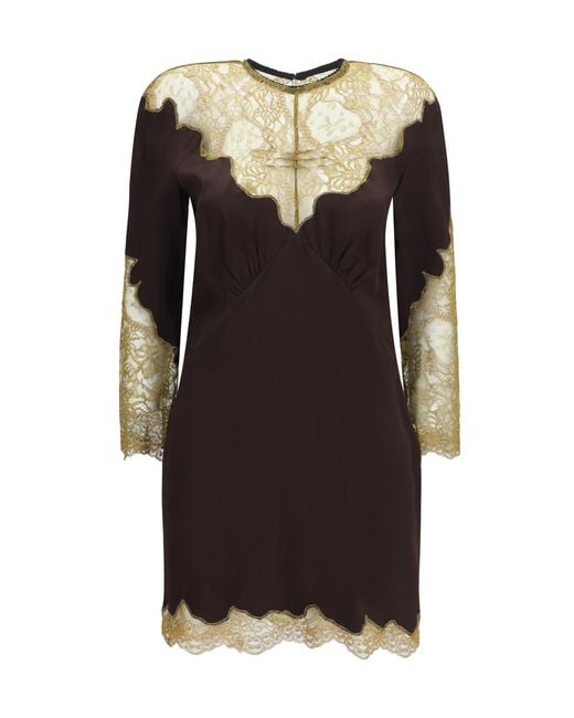 The Attico Black Lace Mini Dress Acetate; Viscose