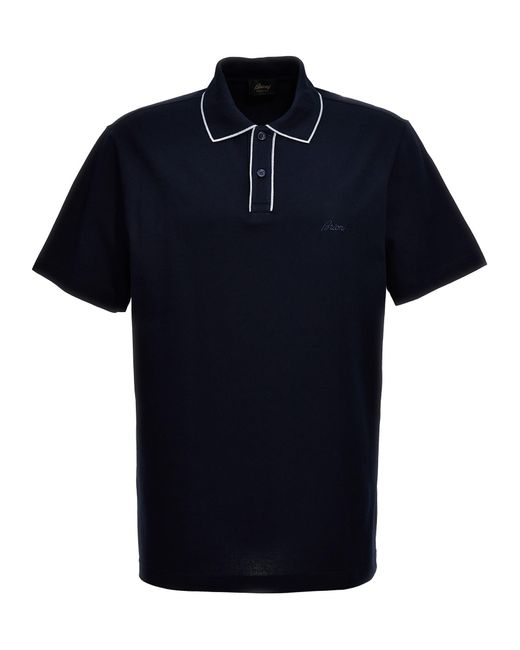 Brioni Blue Logo Embroidery Polo Shirt for men