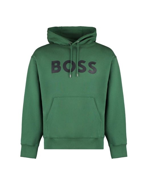 Boss Green Cotton Hoodie for men
