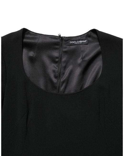 Roberto Cavalli Black Long Sleeves Scoop Neck Mini Dress Acetate Viscose Elastane