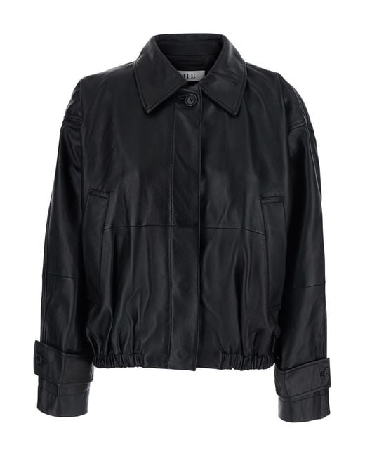 Rohe Black Blouson Jacket Lamb Leather Coat