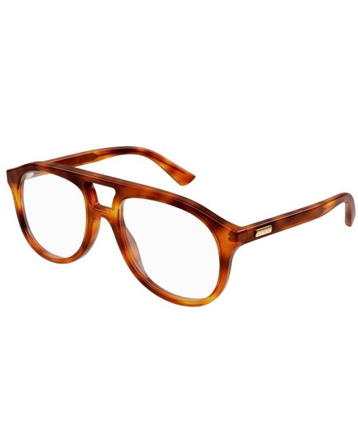 Gucci Brown Aviator Frame Glasses for men