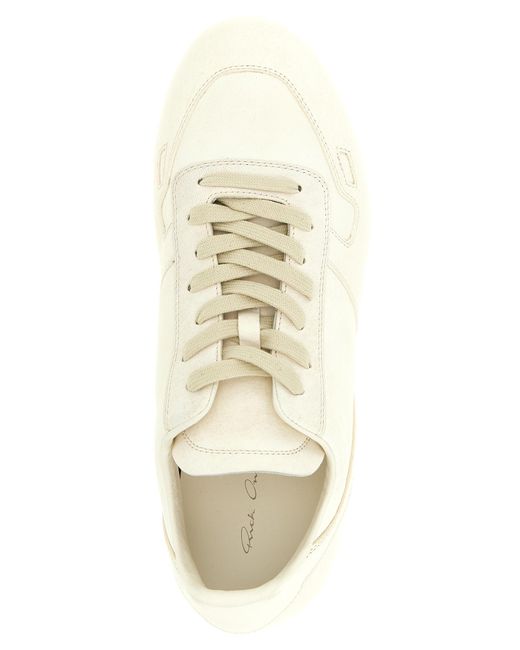 Rick Owens White Lamb Leather Low Top Sneakers for men