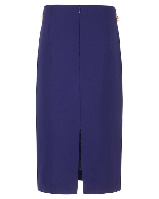 Dries Van Noten Blue Midi Skirt With Embroidery