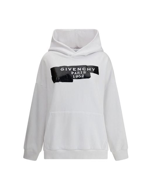 Givenchy White Gauzy Fabric Hoodie With Tape