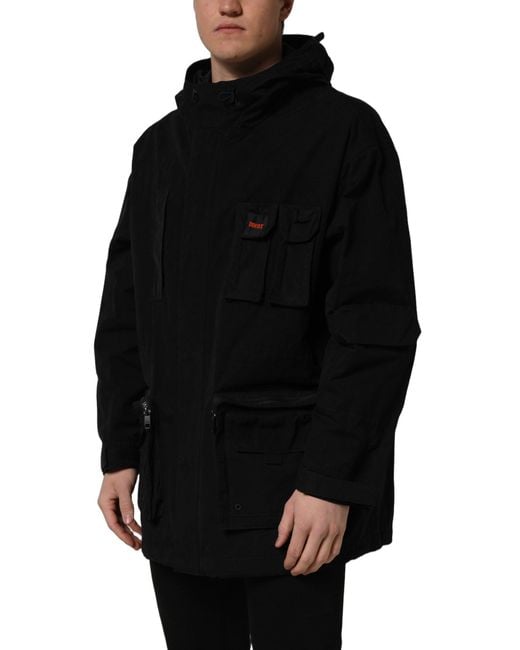 Dolce & Gabbana Black Nylon Hooded Windbreaker Jacket Clothing for men